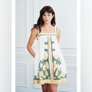 Elegant White and Green Dress